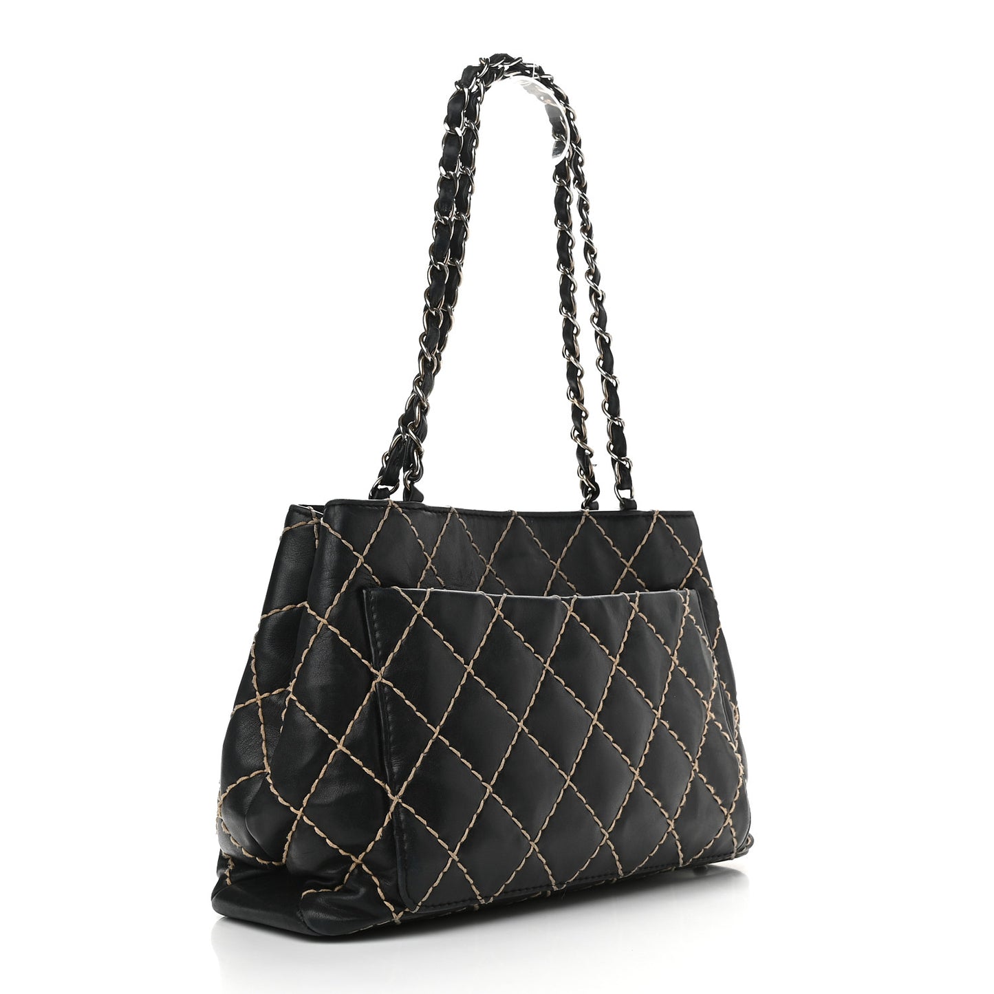 Calfskin Wild Stitch Shoulder Bag Black