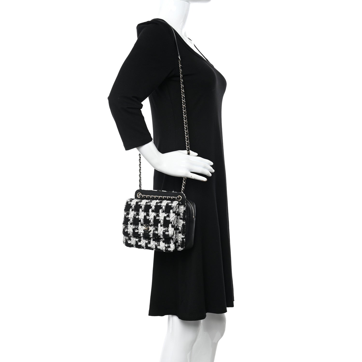 Chanel Tweed Lambskin Quilted Flap Black Ecru White 2 of 12