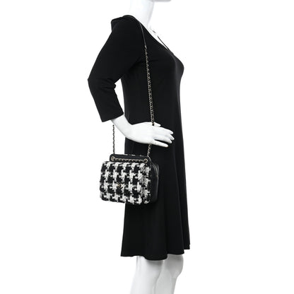 Chanel Tweed Lambskin Quilted Flap Black Ecru White 2 of 12