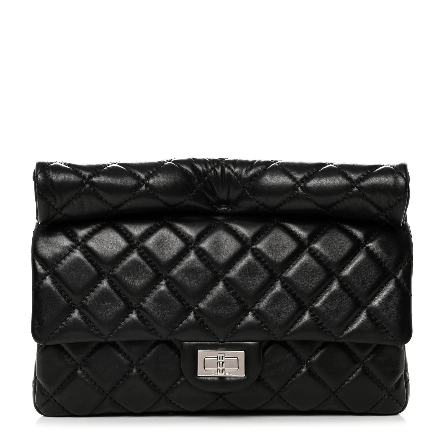 Lambskin Quilted Large Roll 2.55 Reissue Clutch Black