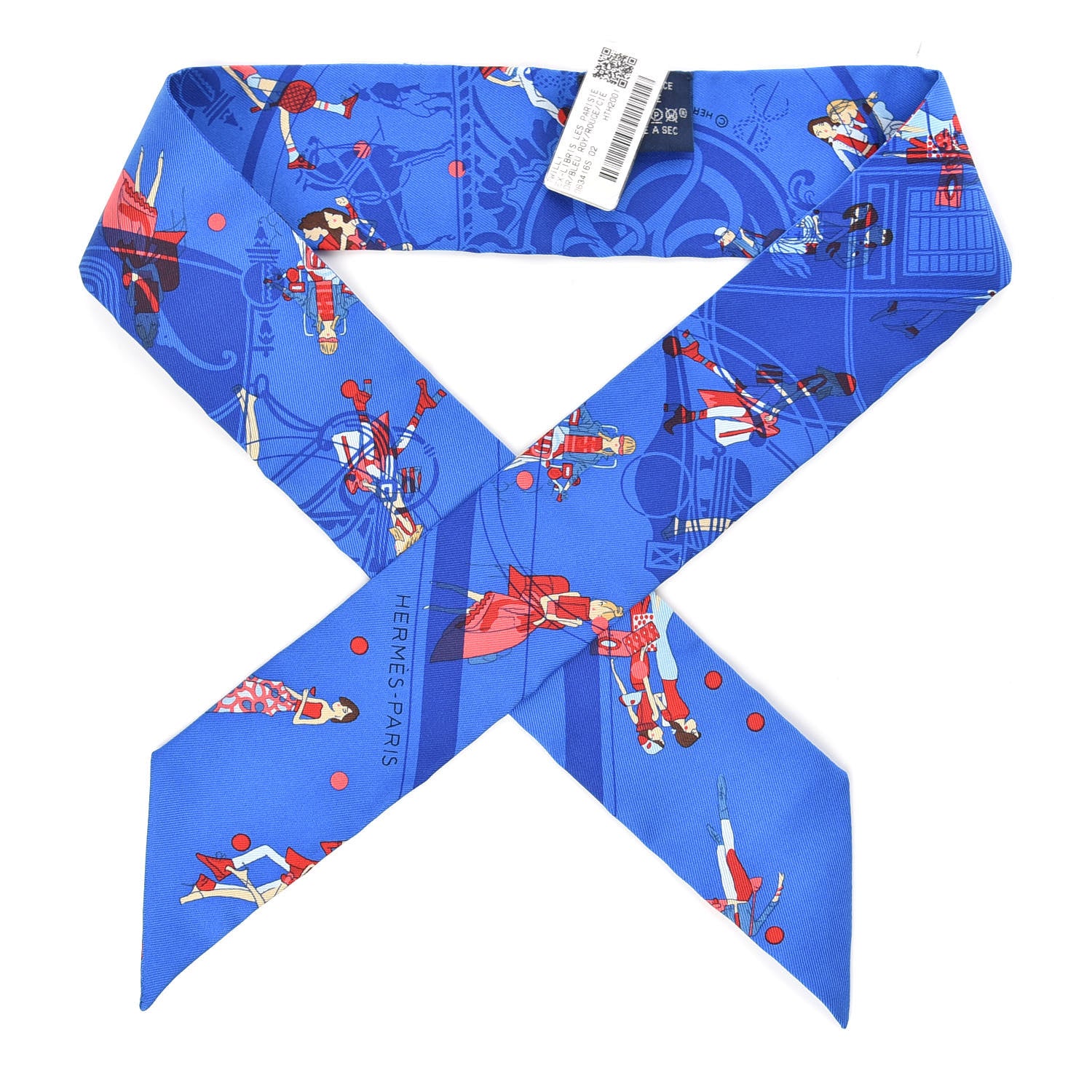 Hermes Silk Ex-Libris Les Parisiennes Twilly Bleu Royal Rouge Ciel 1 of 3