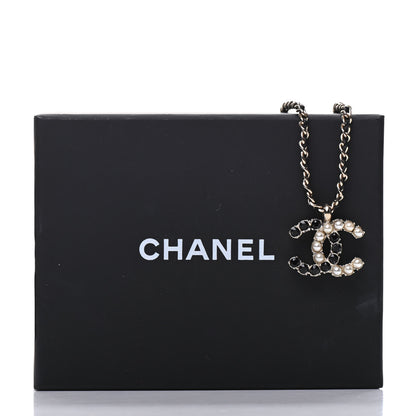 Chanel Lambskin Resin Pearl Dazzling Domino Short Necklace Gold Black 6 of 6