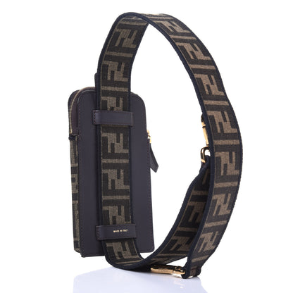 Fendi Fabric Jacquard FF 1974 Cell Pocket Strap You Tobacco Moro Black 2 of 11