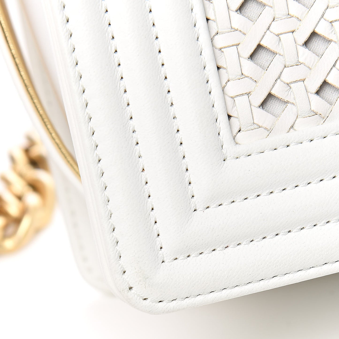 Sheepskin Braided New Medium Boy Reverso Flap White