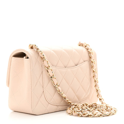 Chanel Lambskin Quilted Mini Rectangular Flap Light Beige 3 of 11