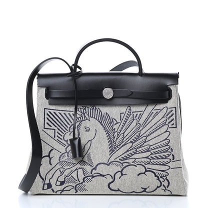 Hermes Vache Hunter Toile Pegase Pop Herbag Zip Retourne 31 PM Bleu Indigo 3 of 12