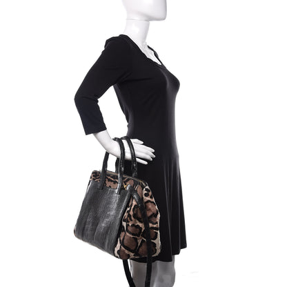 Nancy Gonzalez Crocodile Calf Hair Leopard Print Satchel Black 2 of 16