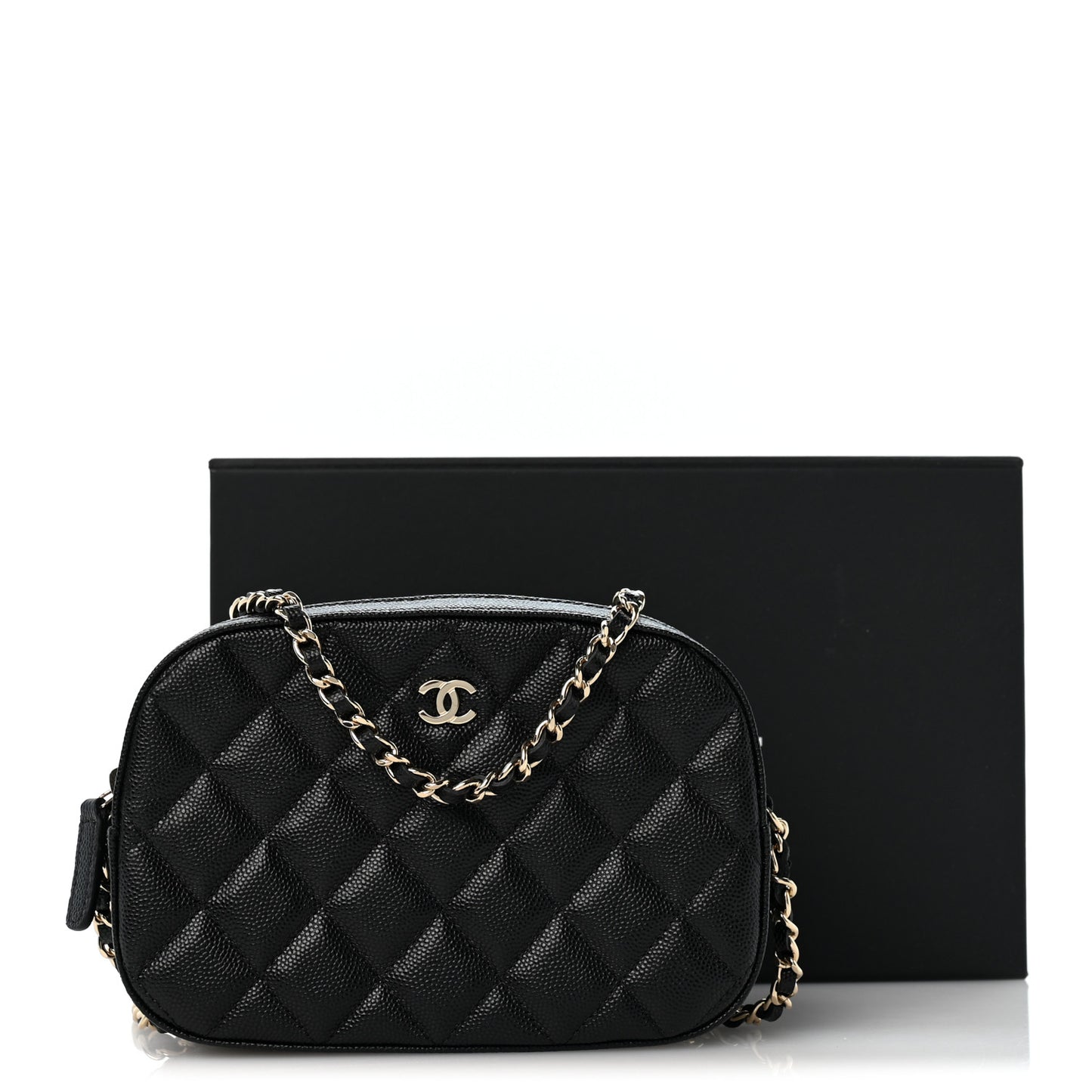 Caviar Quilted Vanity With Chain Black