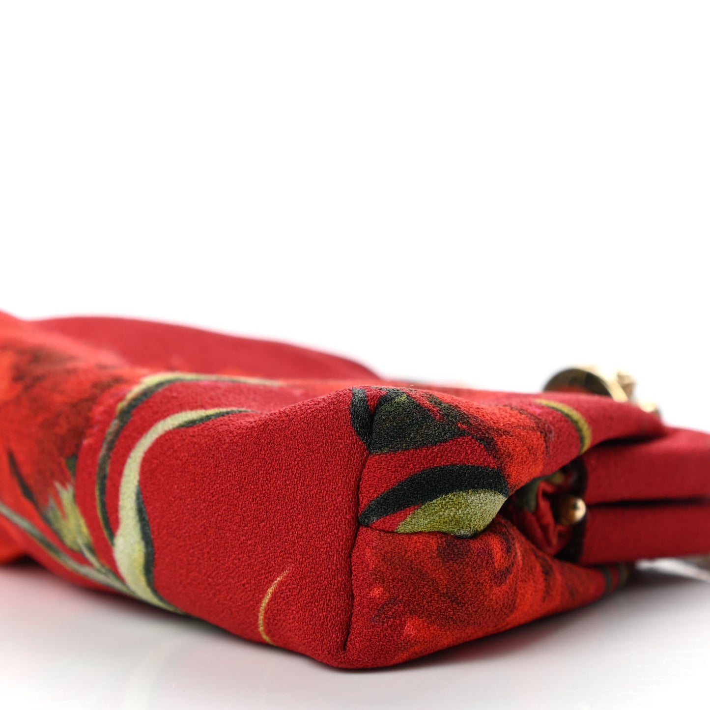 Fabric Printed Crystal Kiss Lock Chain Crossbody Red
