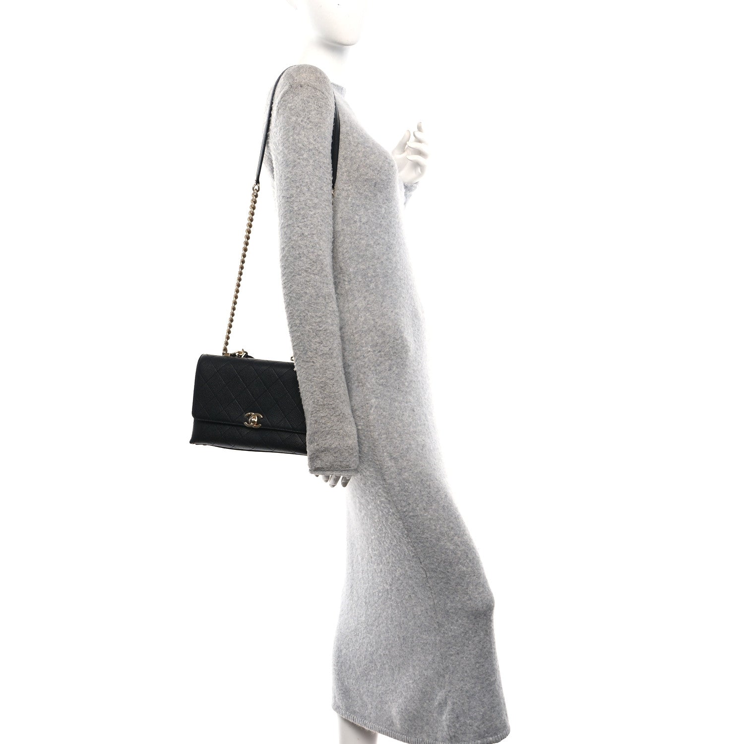 Chanel Caviar Diamond Stitched Small Top Handle Flap Black 2 of 10