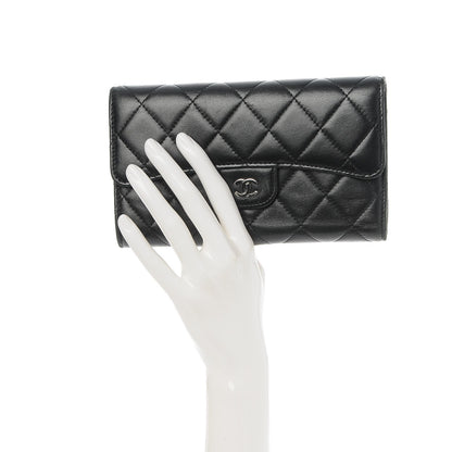 Chanel Lambskin Quilted Large Flap Wallet Black 2 of 8