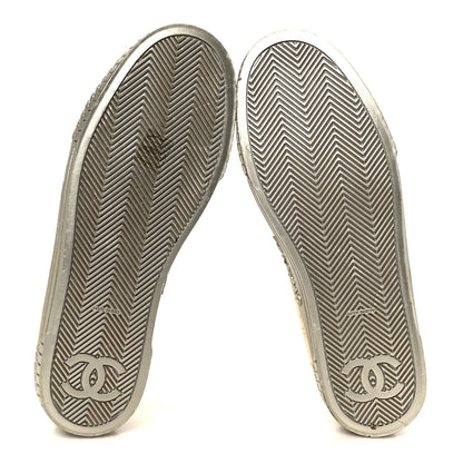 Chanel Tweed Lace Up Sneakers 39 Gold Ecru 5 of 8