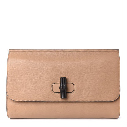 Gucci Pebbled Calfskin Bamboo Daily Clutch Camel 1 of 7