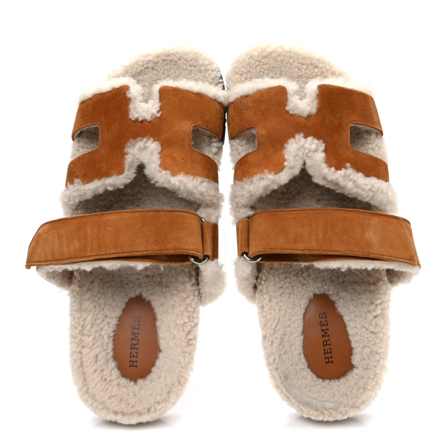 Suede Goatskin Woolskin Womens Chypre Sandals 39.5 Brun Fume Ecru
