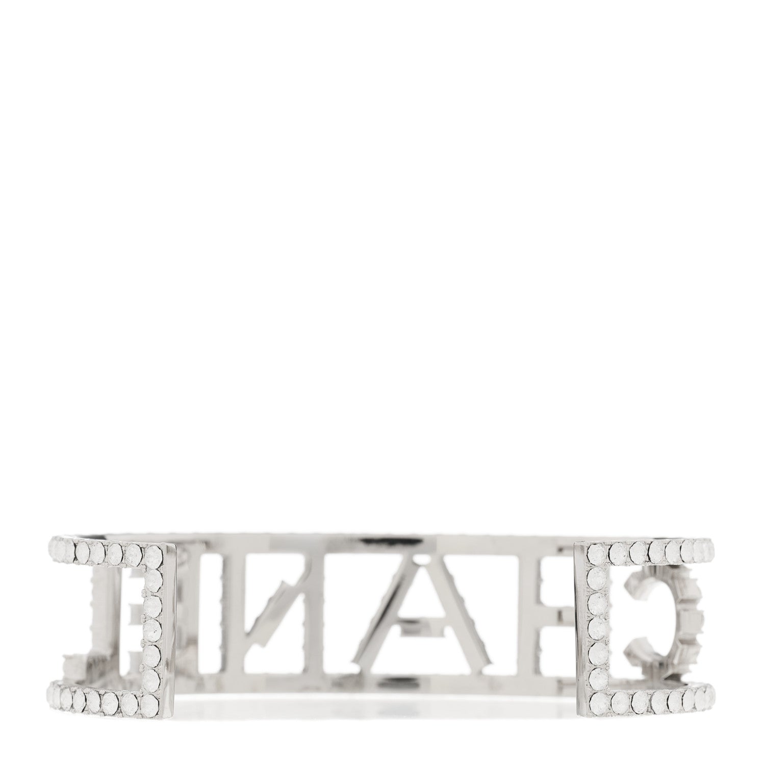 Chanel Crystal Logo Cuff Silver 4 of 5