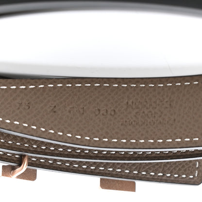 Hermes Swift Epsom 24mm Mini Constance H Belt 75 Black Etoupe 3 of 4