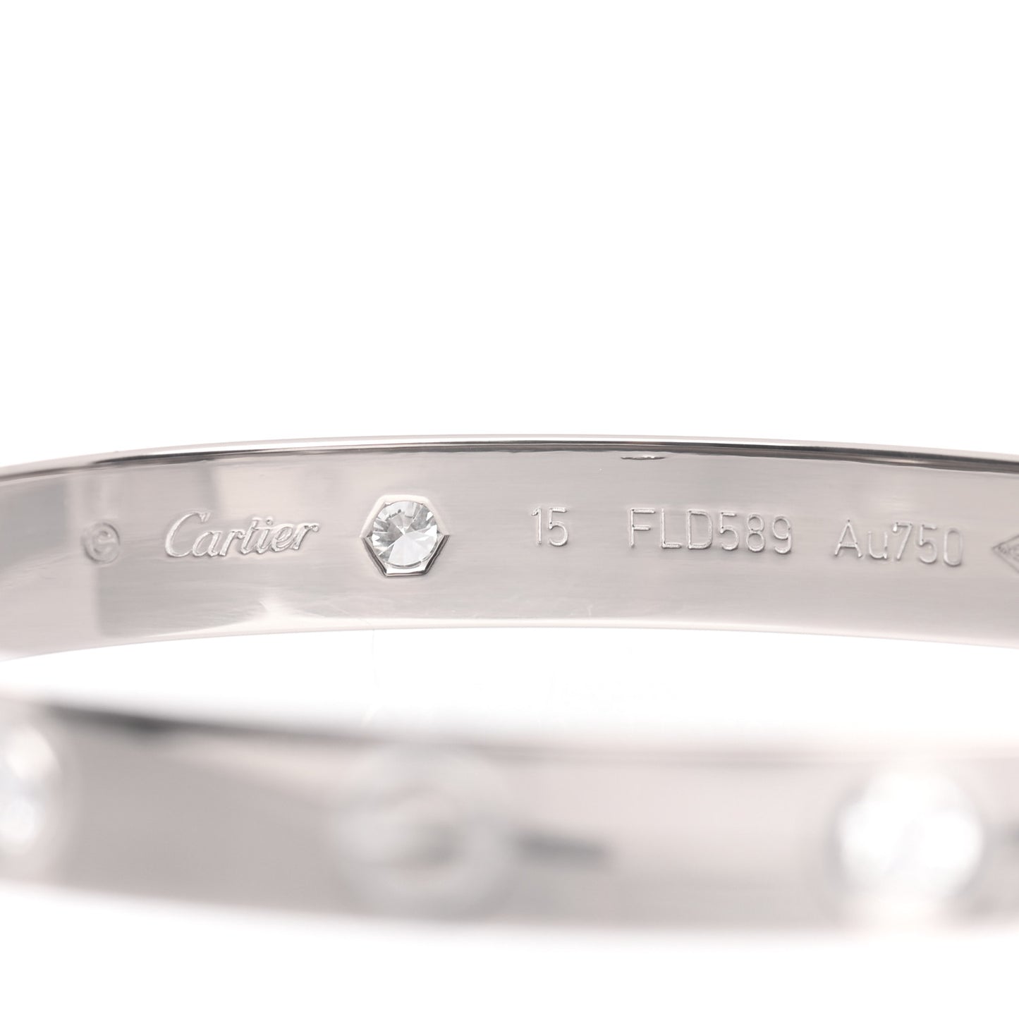18K White Gold 4 Diamond LOVE Bracelet 15