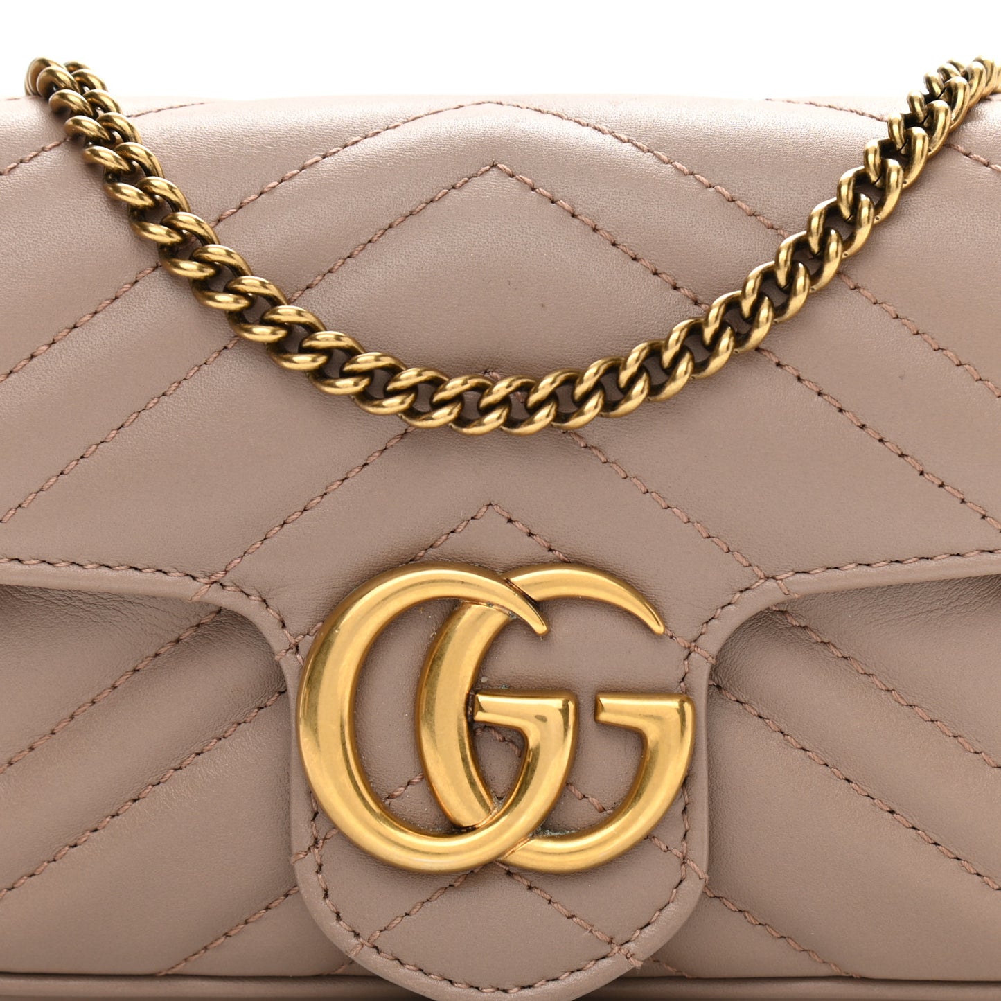 Calfskin Matelasse Super Mini GG Marmont Shoulder Bag Porcelain Rose