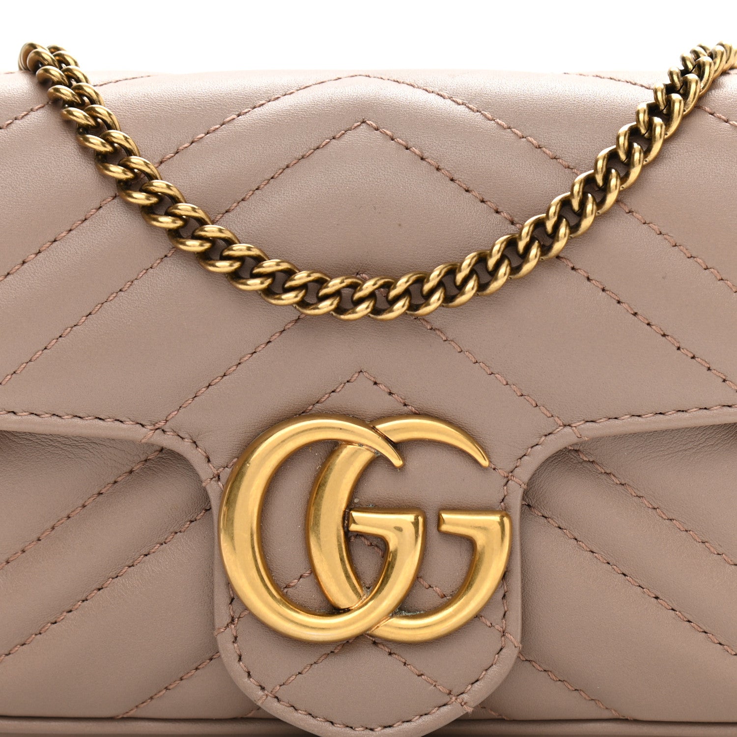 Gucci Calfskin Matelasse Super Mini GG Marmont Shoulder Bag Porcelain Rose 8 of 11