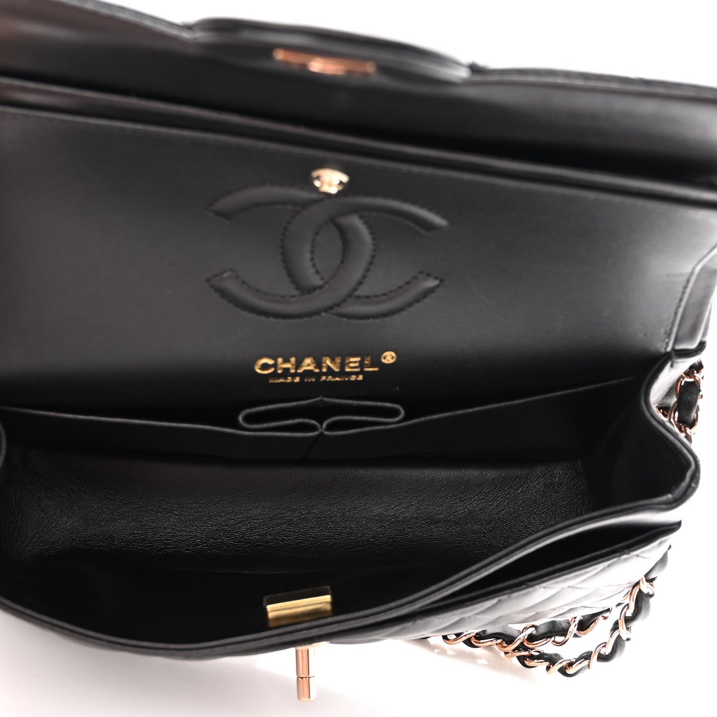 Lambskin Quilted Small Double Flap Black