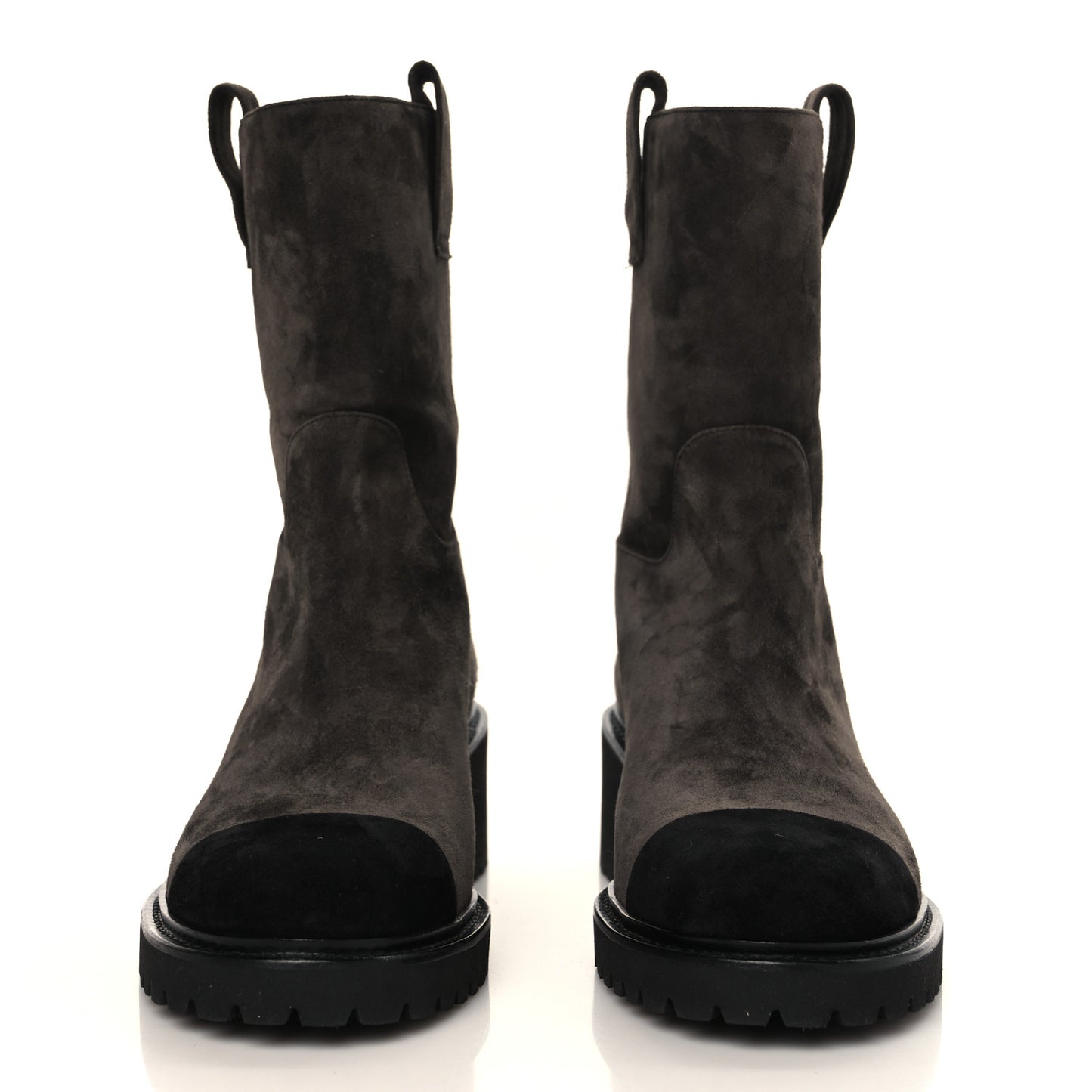 Suede Calfskin CC Cap Toe Boots 39 Black Brown