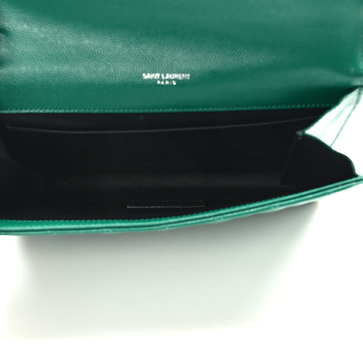 Grain De Poudre Textured Mixed Matelasse Triquilt Monogram Clutch Green Field