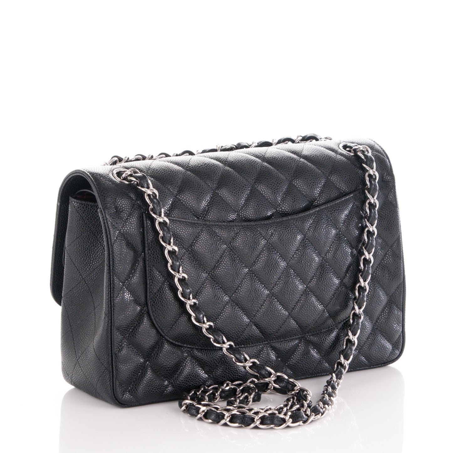 Caviar Quilted Jumbo Double Flap Black