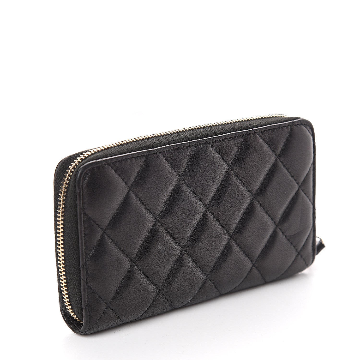 Chanel Lambskin Quilted Small Zip Around Wallet Black 2 of 6