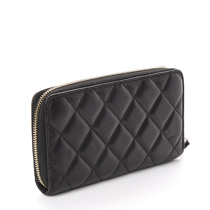 Chanel Lambskin Quilted Small Zip Around Wallet Black 2 of 6