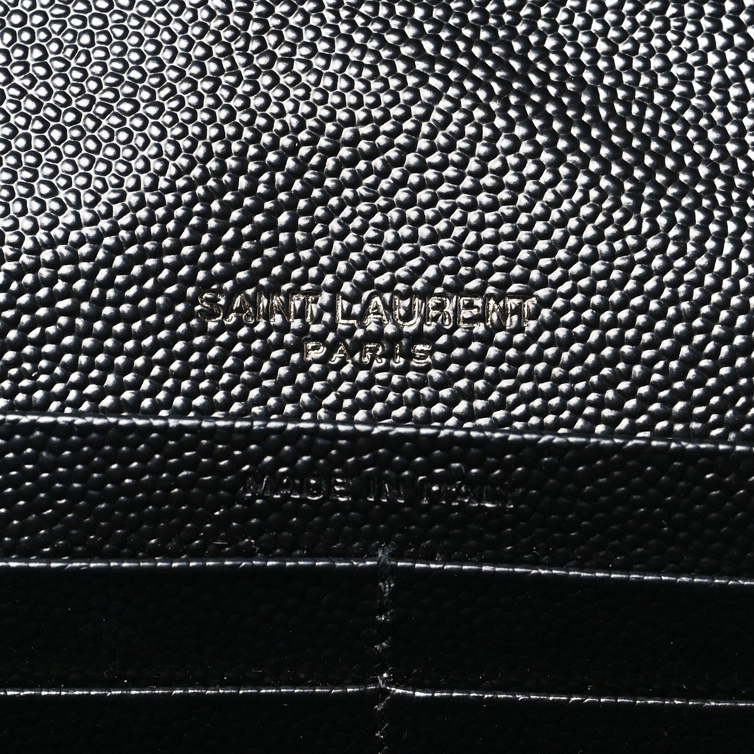 Saint Laurent Grain De Poudre Matelasse Chevron Monogram Monochrome Chain Wallet Black 6 of 11