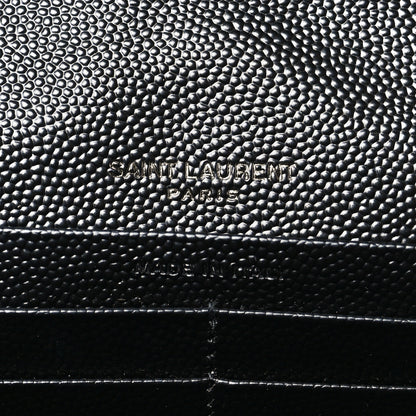 Saint Laurent Grain De Poudre Matelasse Chevron Monogram Monochrome Chain Wallet Black 6 of 11