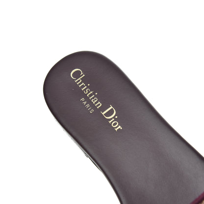 Christian Dior Canvas Embroidered Dway Mules Slide Sandals 40 Burgundy 11 of 16