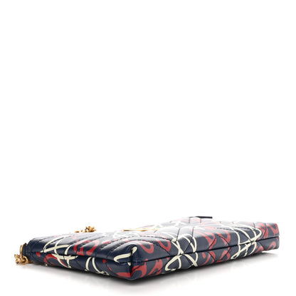 Gucci Calfskin Matelasse GucciGhost Mini GG Marmont Chain Bag Blue Agata Hibiscus Red 4 of 12