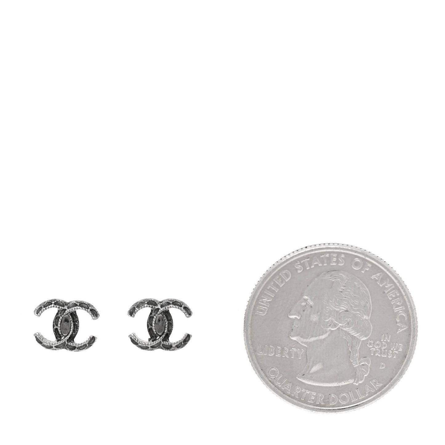 CC Stud Earrings Ruthenium