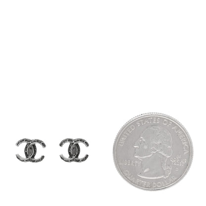 Chanel CC Stud Earrings Ruthenium 2 of 5