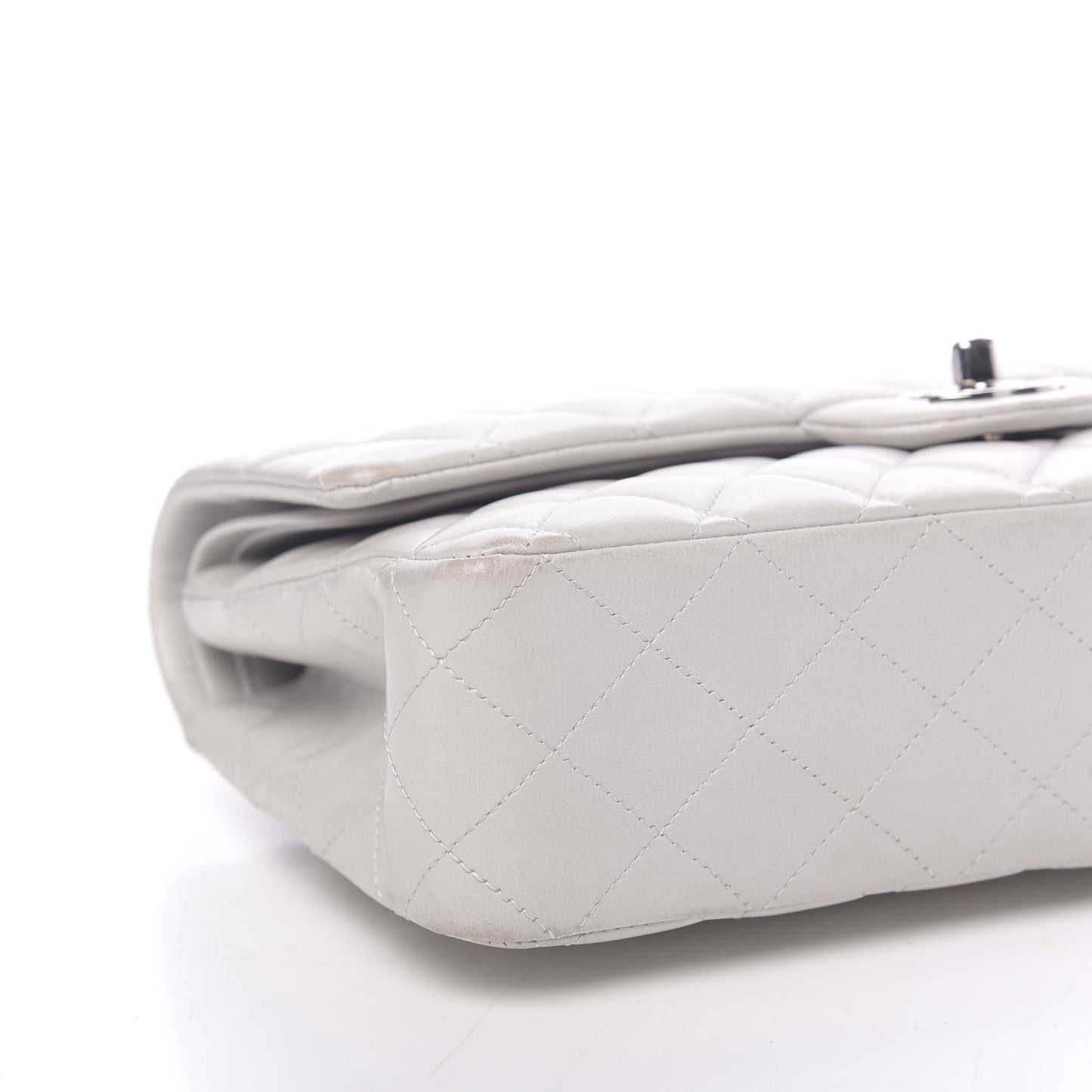 Lambskin Quilted Medium Double Flap White