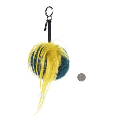 Fendi Mink Goat Fur QuTweet Jungle Bag Bug Charm Green Yellow Pink 2 of 4