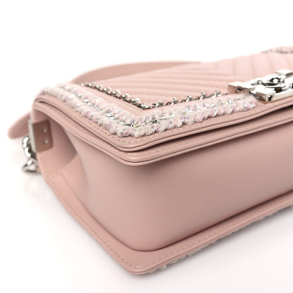 Chanel Calfskin Chevron Tweed Medium Boy Flap Pink 8 of 10