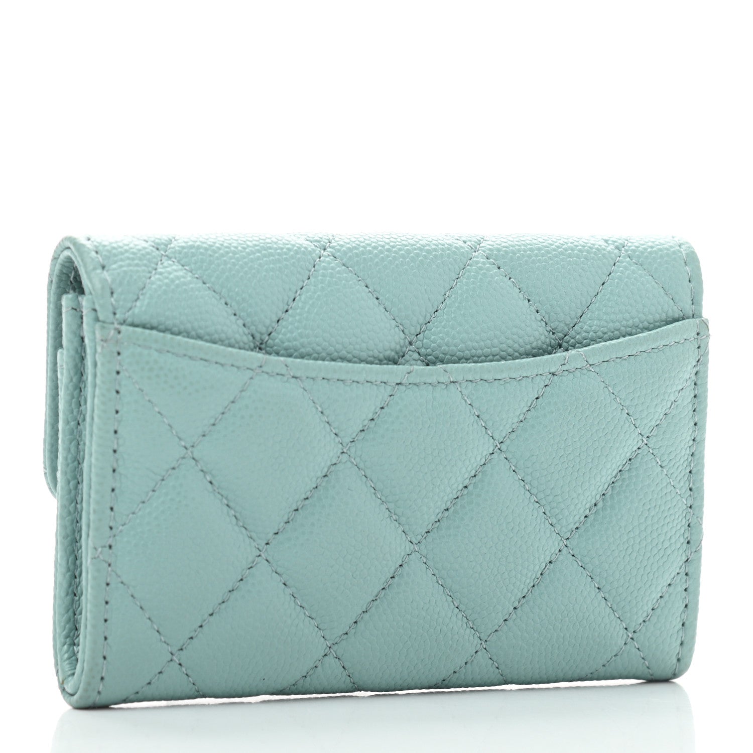 Chanel Caviar Quilted Flap Card Holder Wallet Light Blue 3 of 8