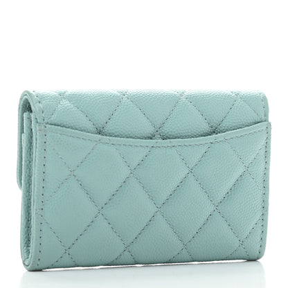 Chanel Caviar Quilted Flap Card Holder Wallet Light Blue 3 of 8