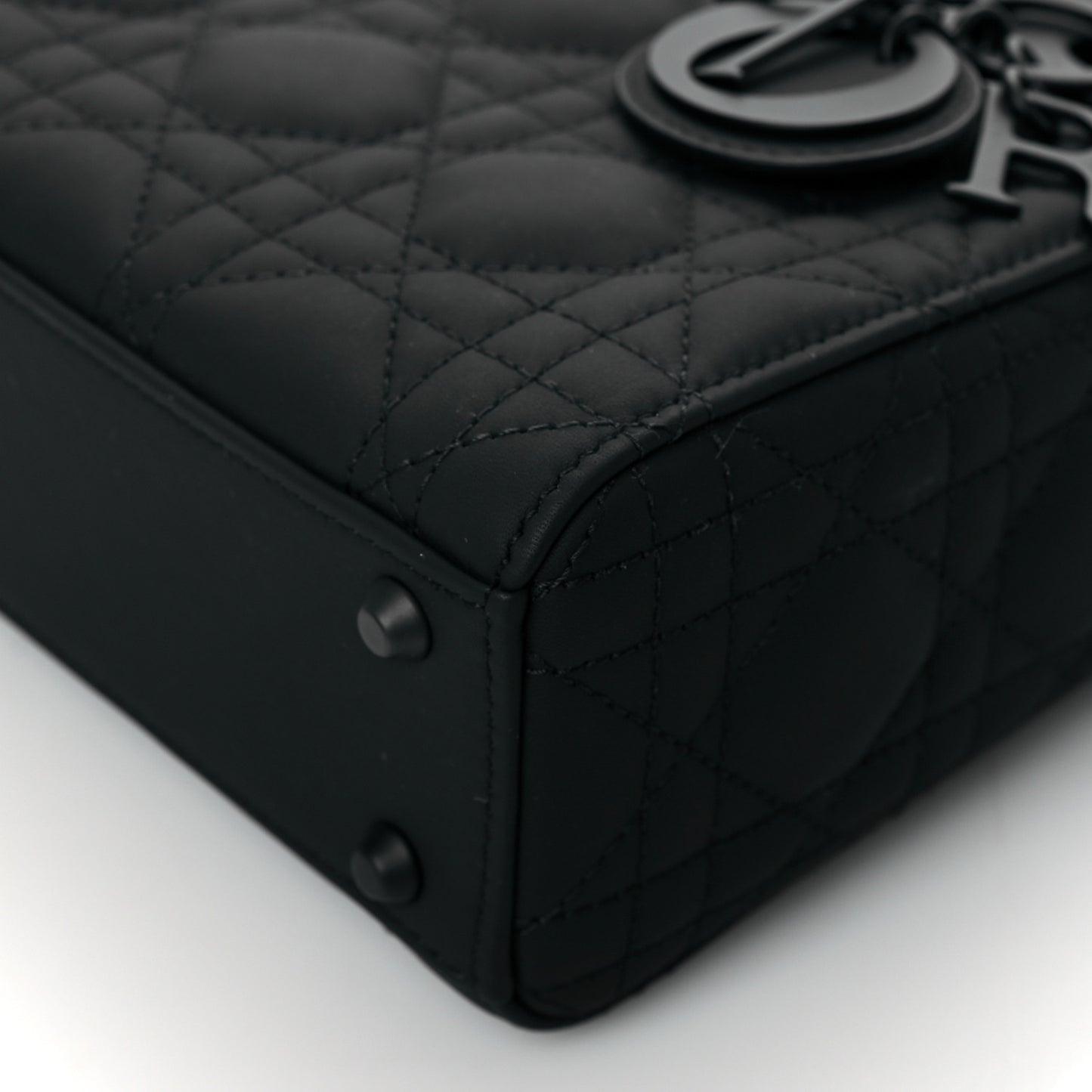Ultra Matte Calfskin Cannage Mini Lady Dior Black