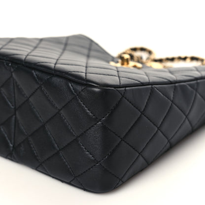 Chanel Lambskin Quilted Small Pearl Crush Hobo Black 9 of 10