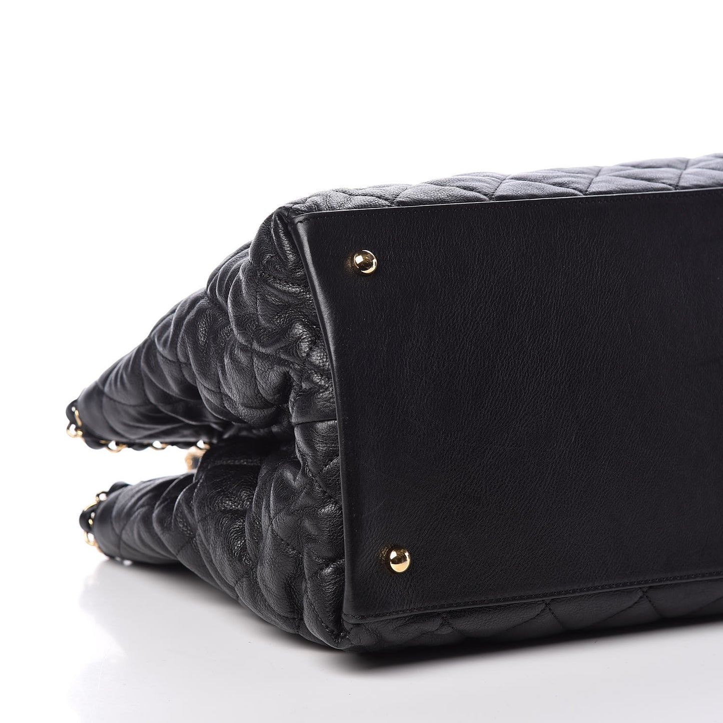 Calfskin Quilted Small Chain Me Tote Black