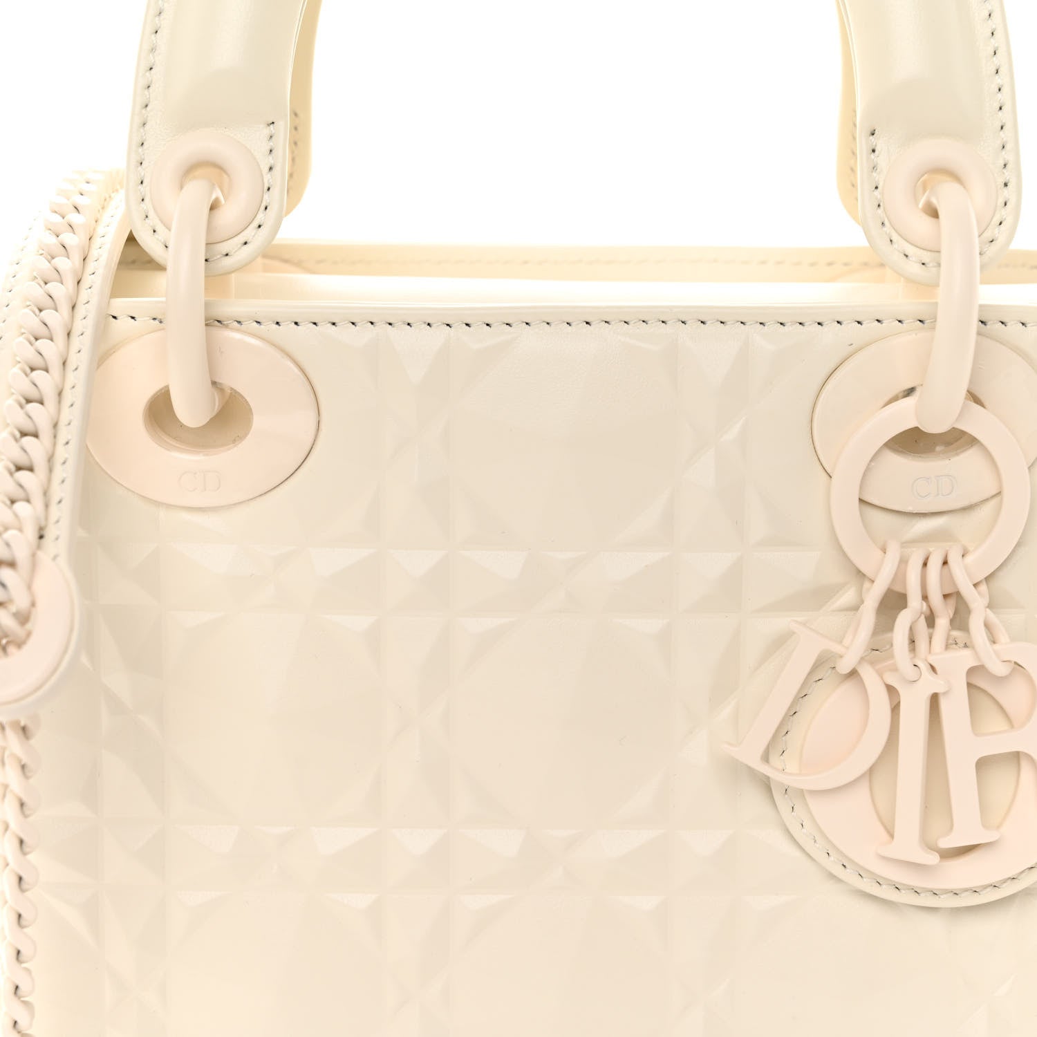 Christian Dior Calfskin Cannage Diamond Mini Lady Dior White 7 of 10