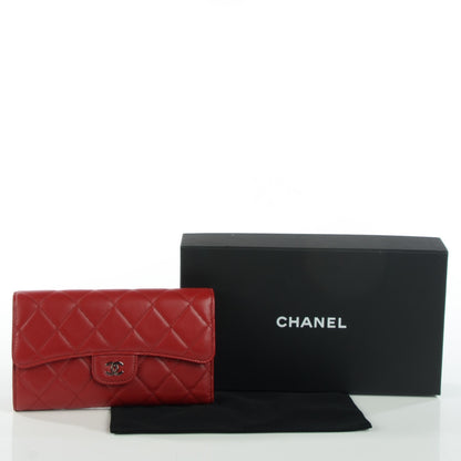 Chanel Lambskin Quilted Large Flap Wallet Red 5 of 9