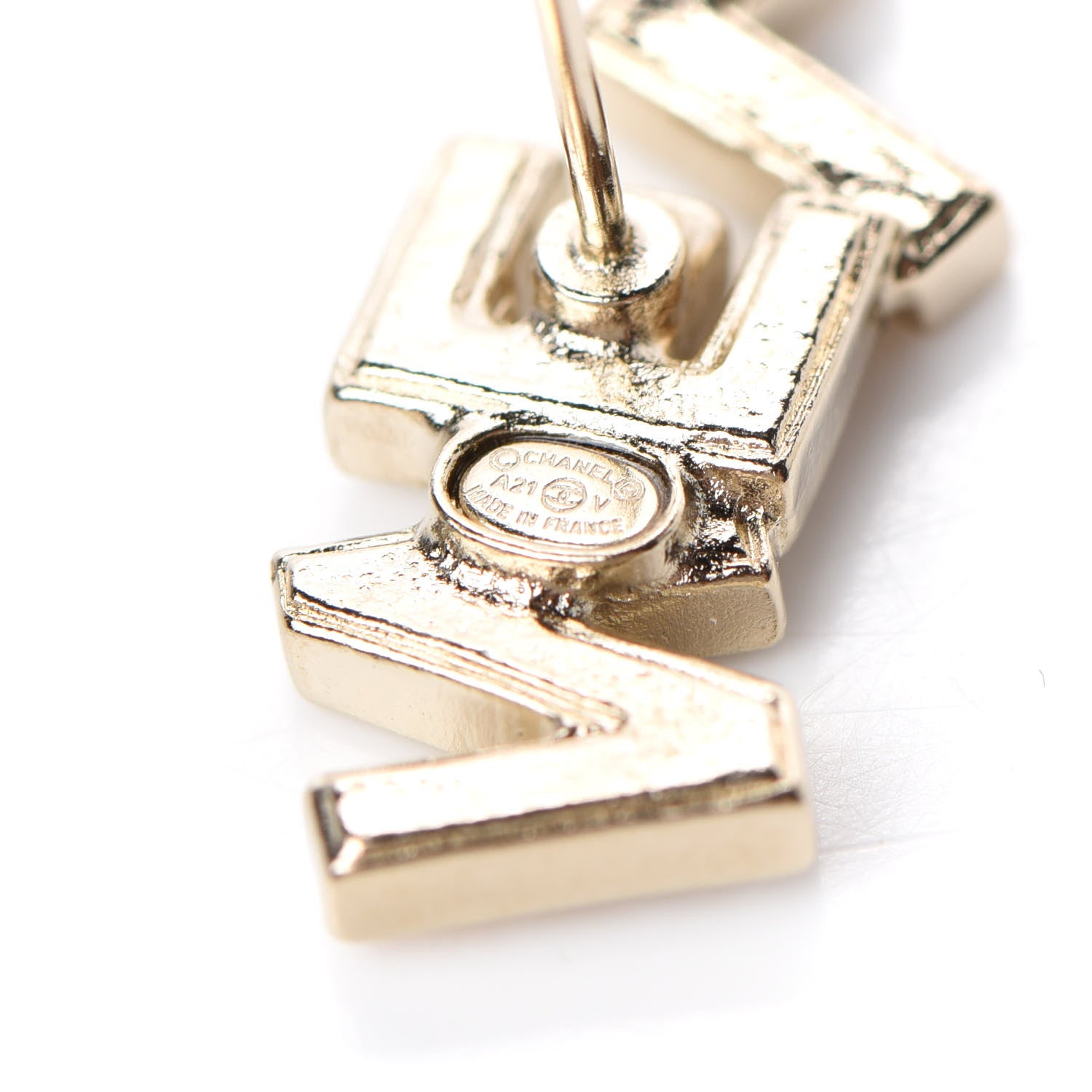 Chanel Crystal Pearl Signature Stud Earrings Gold 4 of 5