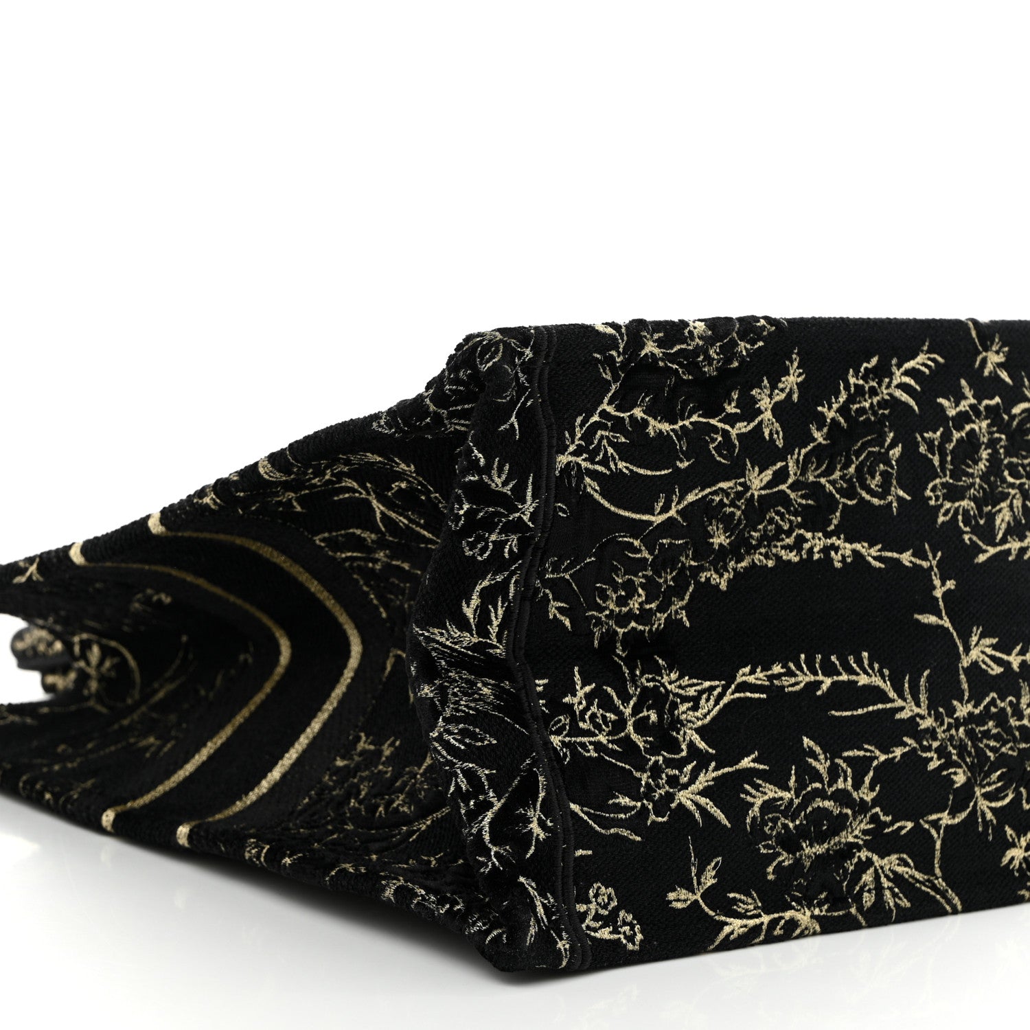 Christian Dior Velvet Jardin d'Hiver Embroidered Large Book Tote Black Gold 9 of 10