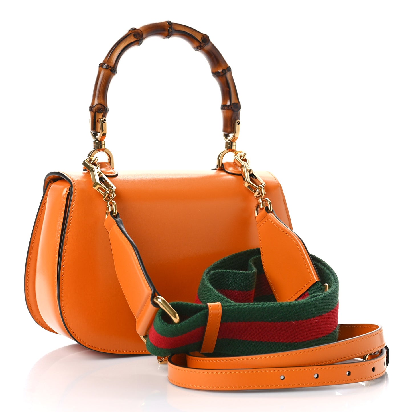 Boarded Dyana Lux Calfskin Web Small Bamboo 1947 Top Handle Bag Marigold Yellow