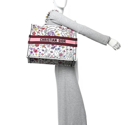 Christian Dior Canvas Embroidered Large Florilegio Book Tote White Multicolor 2 of 13