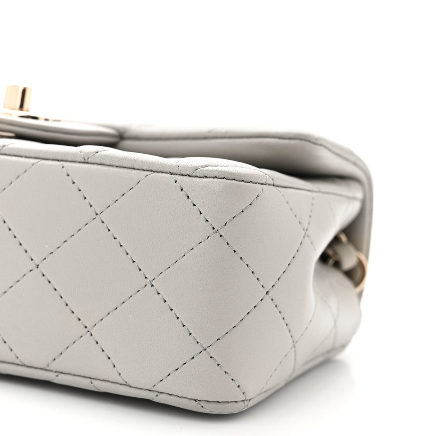 Lambskin Quilted Mini Rectangular Flap Grey